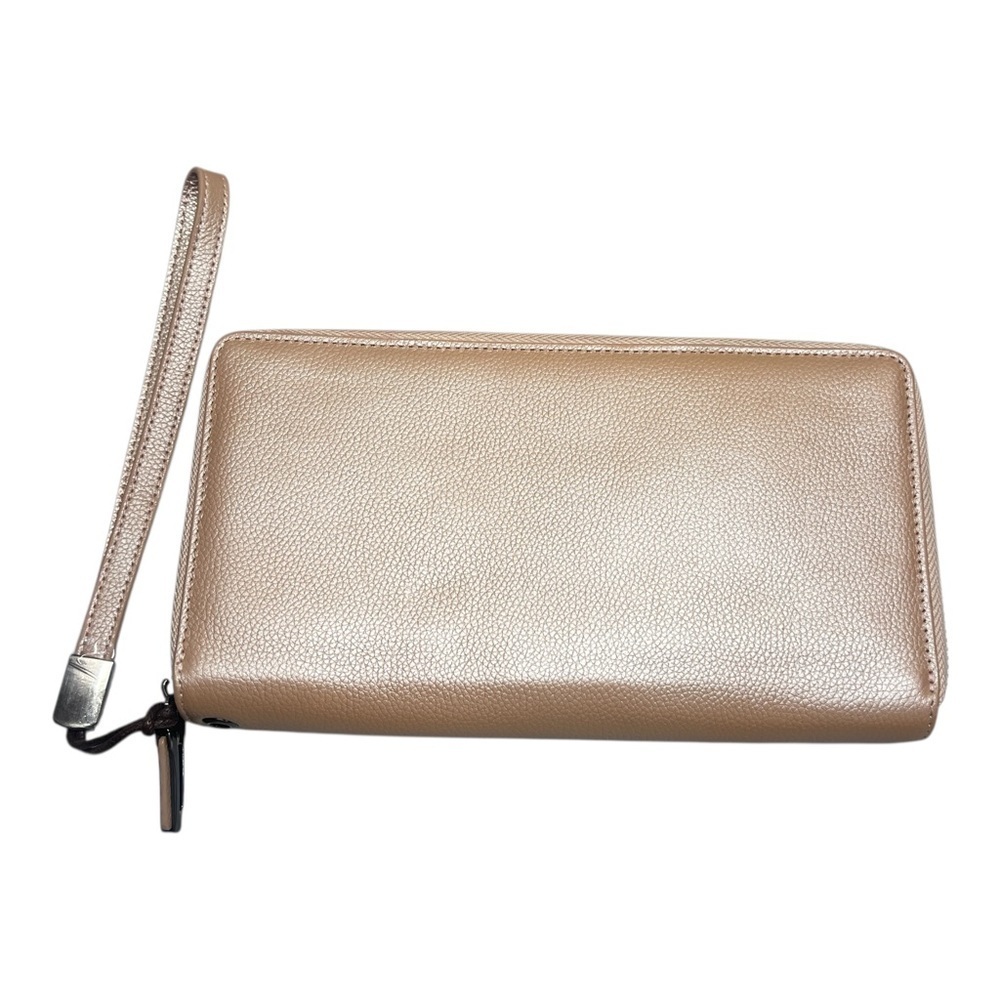 Bveyzi Pink RFID Blocking Leather Zip Around Large Wallet Phone Clutch Wristlet